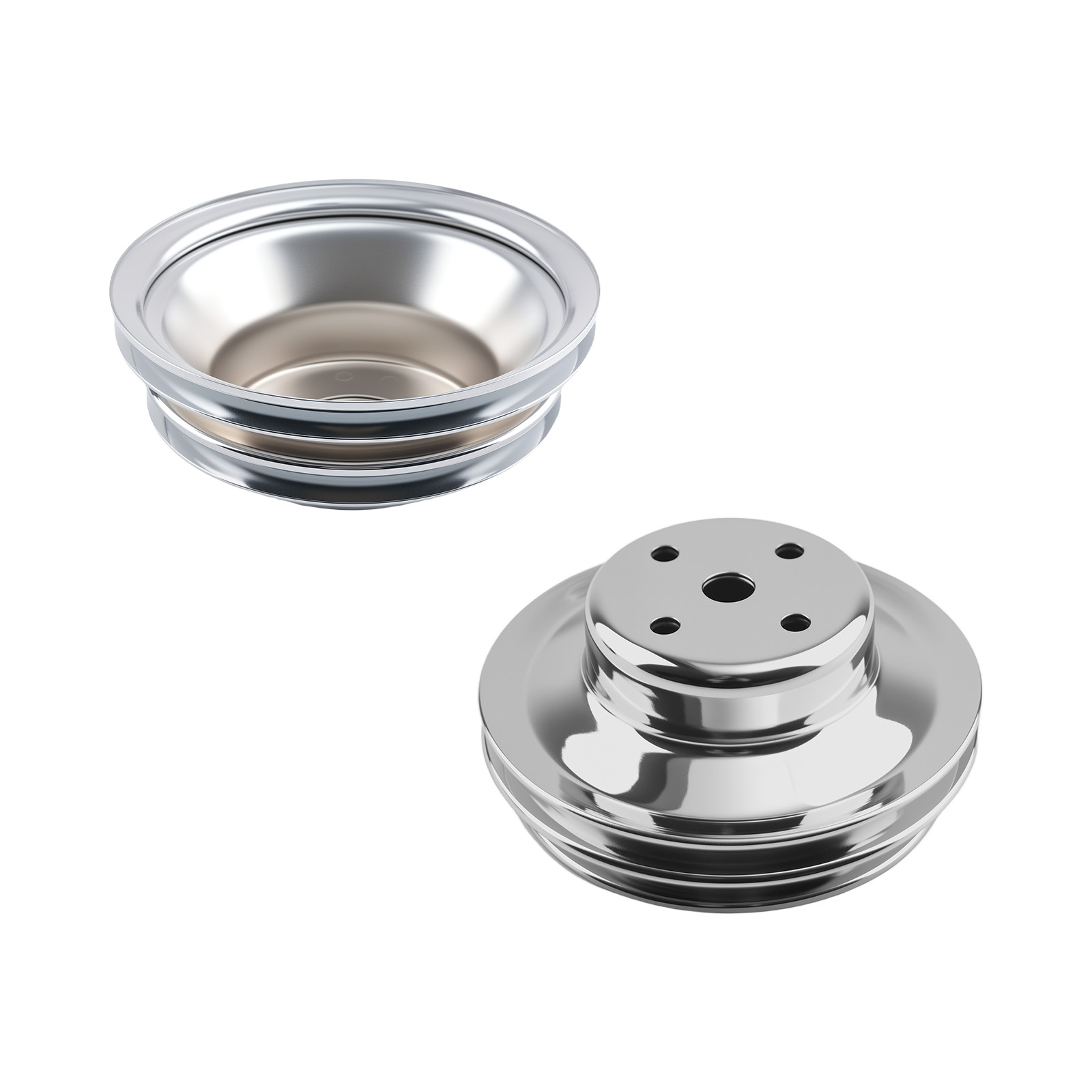 BBC Chrome Steering Pulley for Chevy 396 427 454 Crankshaft Water Pump Kit