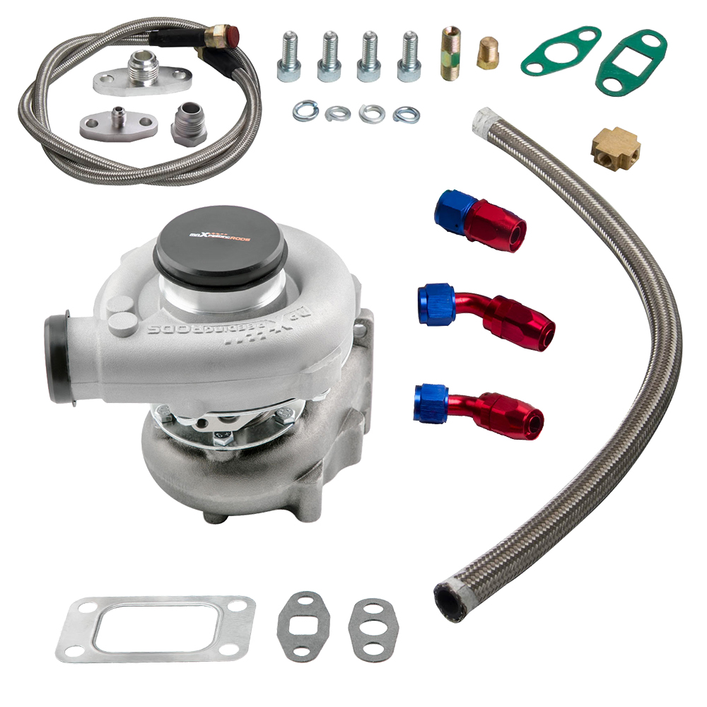 Universal A/R .63 T04E Turbo Kit + T3 T4 Oil Feed & Retuen Line for 1.5L- 2.5L