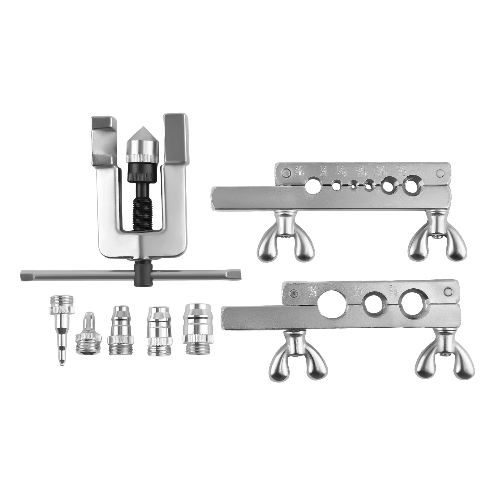 Flaring Tool Kit w/ Swivel Type Swaging Adapters 45 Degree Tubing 1/8 to 3/4