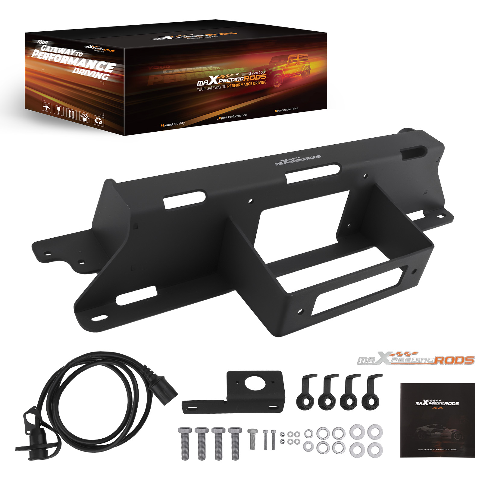 Black Front Winch Bracket for GMC Sierra 1500 Silverado 99-07 2WD/4WD