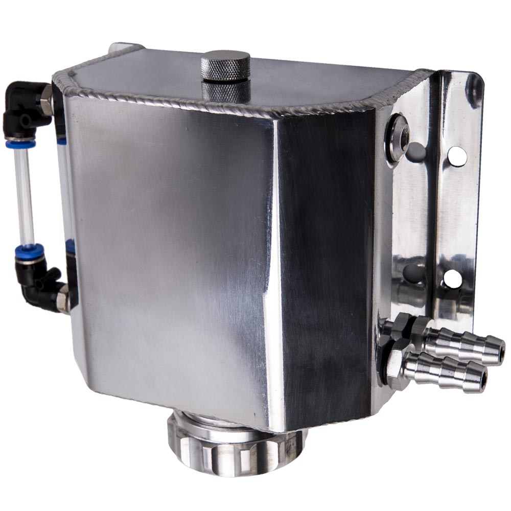 1L Aluminum Radiator Coolant Overflow Bottle Oil Catch Can Universal w/ Cap