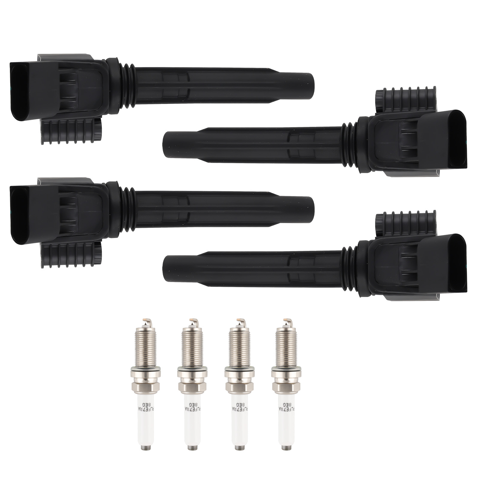 4PCS Ignition Coils 4 Iridium Spark Plugs for Audi A6 C7 2.0L Q5 2.0L 2018-2020