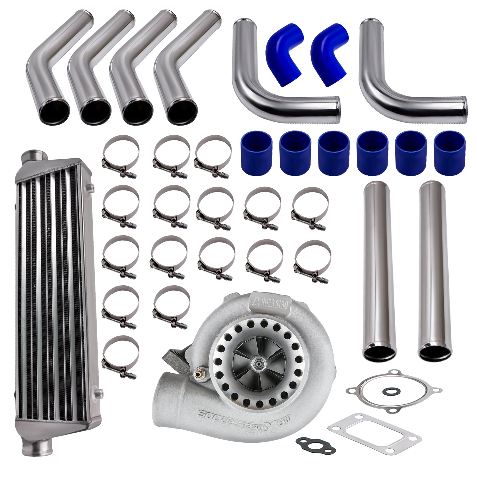 GT35 GT3582 Universal Turbo T3 AR.63 4-Bolt  Turbocharger Intercooler Piping Kit