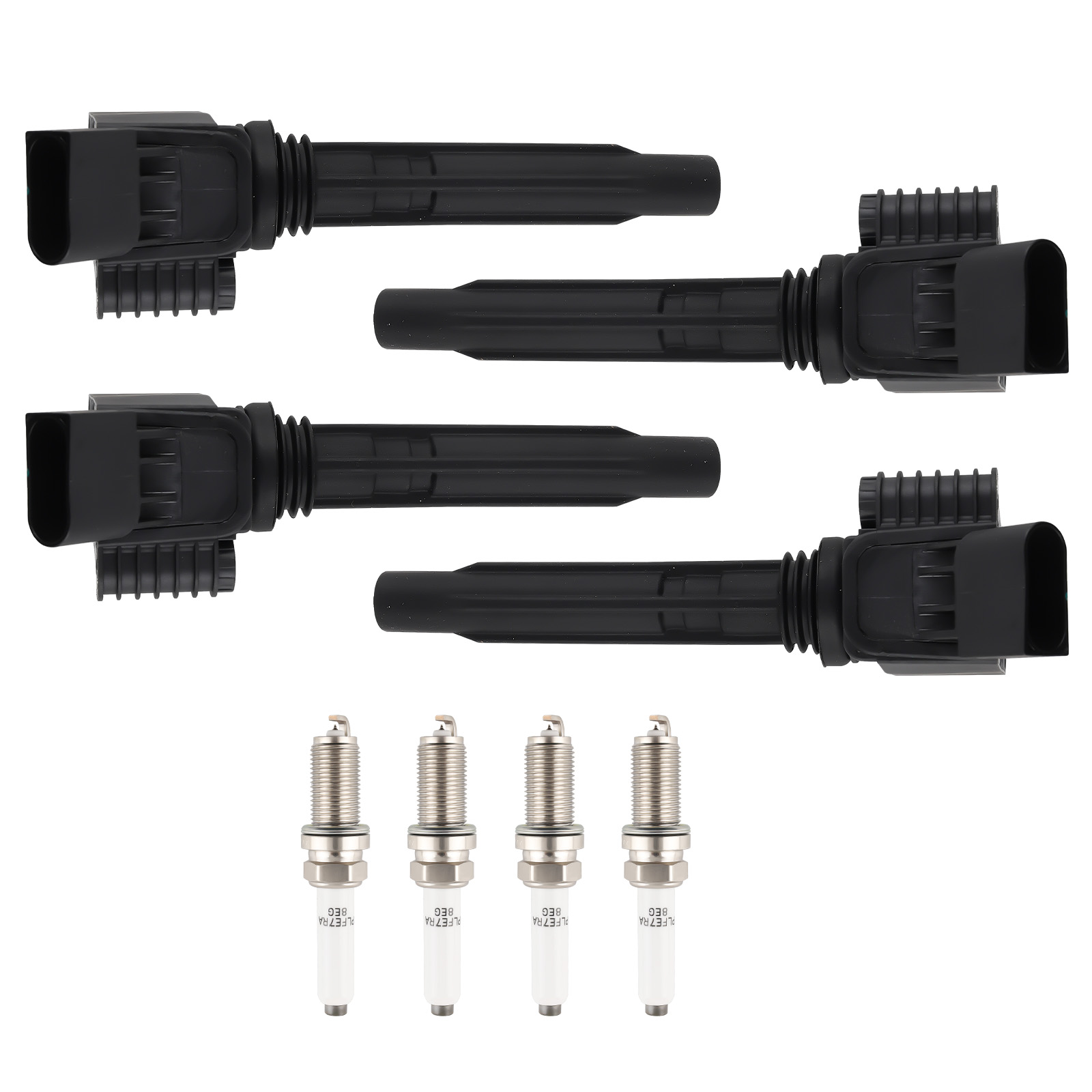 4PCS Ignition Coils 4 Iridium Spark Plugs for Audi A6 C7 2.0L Q5 2.0L 2018-2020