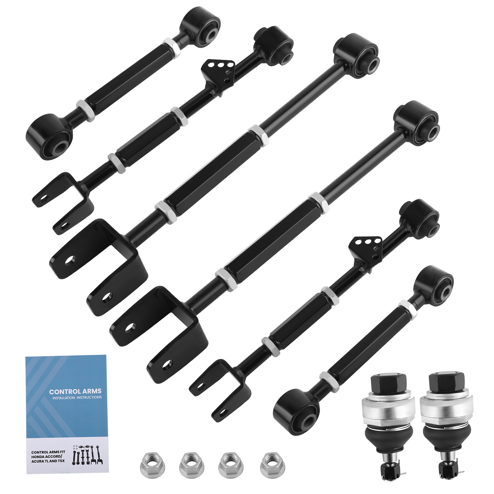 Steel Front Ball Joint Rear Camber Arm Kit For 2008-13 Honda Accord Acura TL TSX