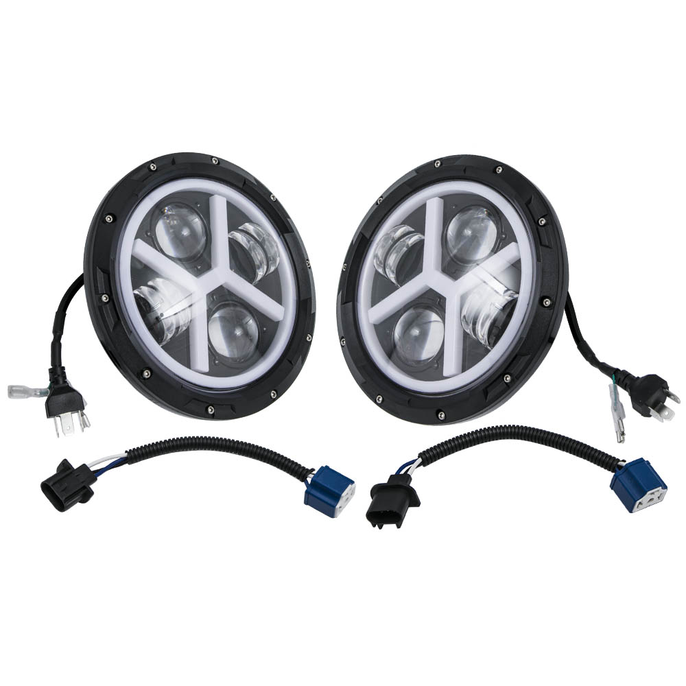 7 inch LED Headlamps for Jeep Wrangler TJ JK Unlimited 1997-2015 Clear Lens Pair