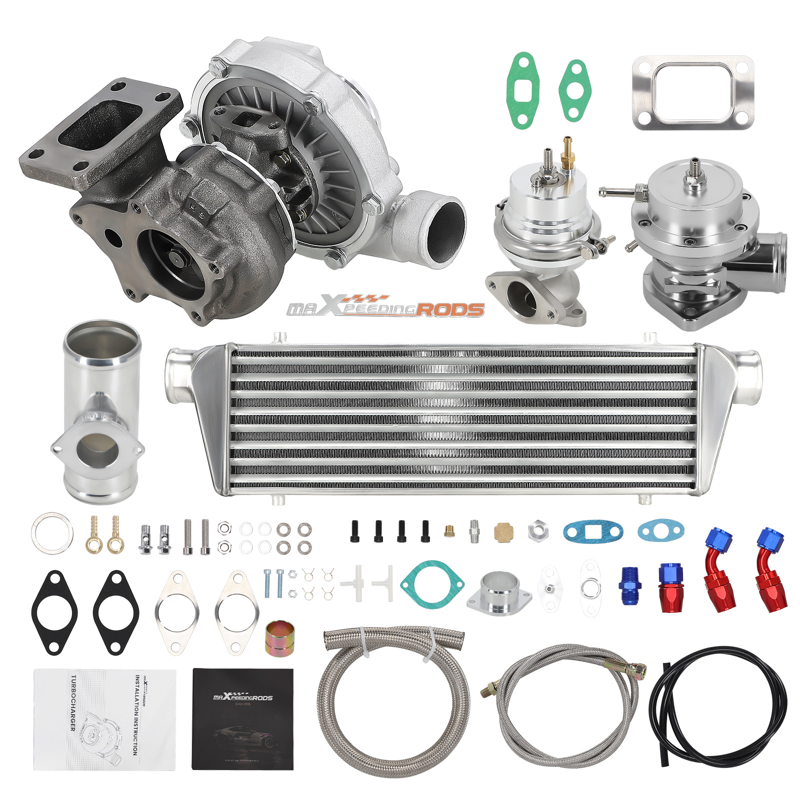 Upgrade Universal T3/T4 T04E Turbocharger Intercooler Turbo Starter Kit 350HP