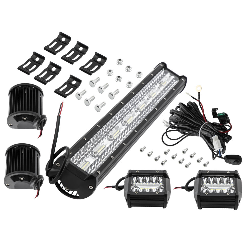 Front Radiator & Firewall Side 20''+ 4'' Combo Beam LED Light Bar Kit for Pickup