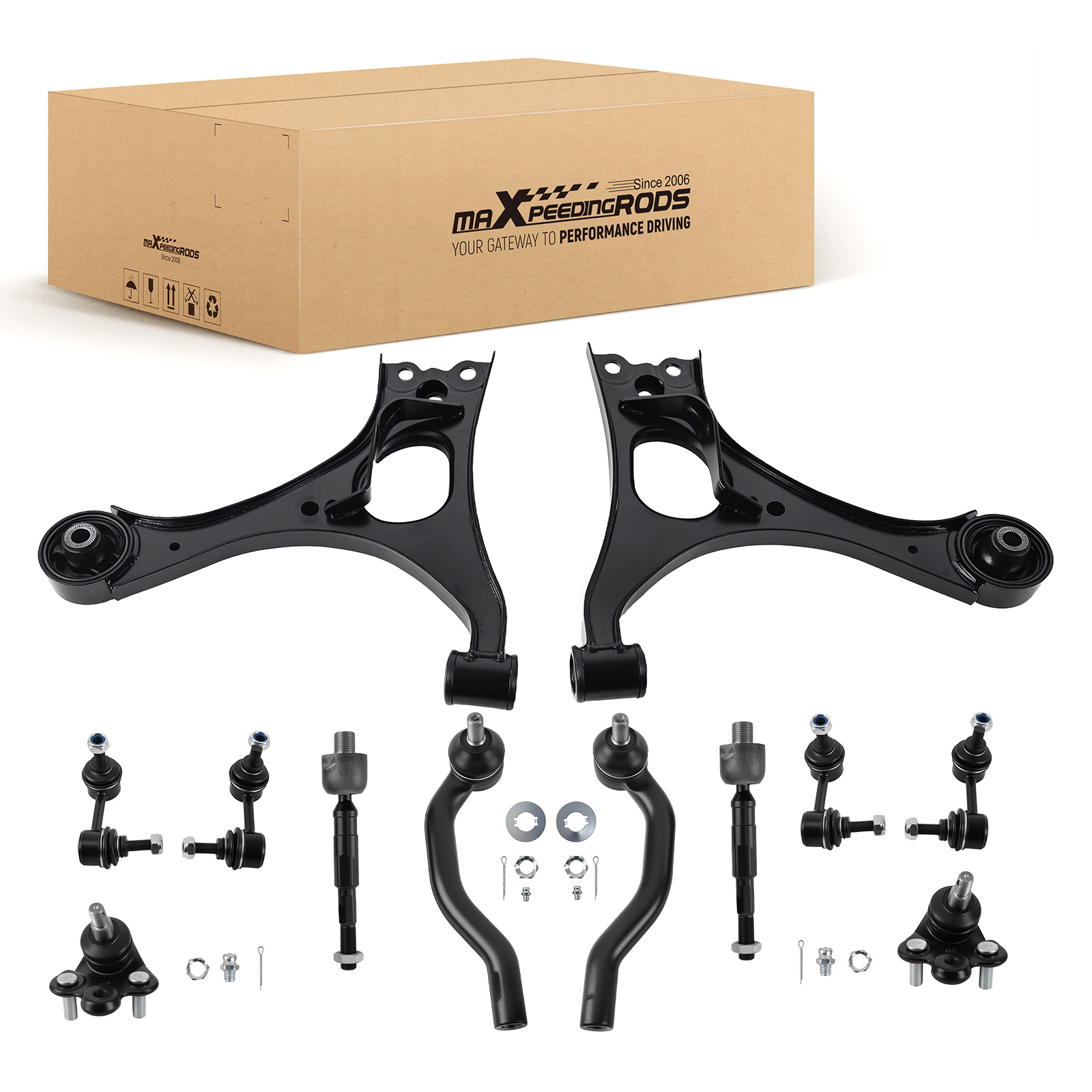12x Front Lower Control Arms Sway Bar Tie Rod End Links for Honda Civic 2006-11