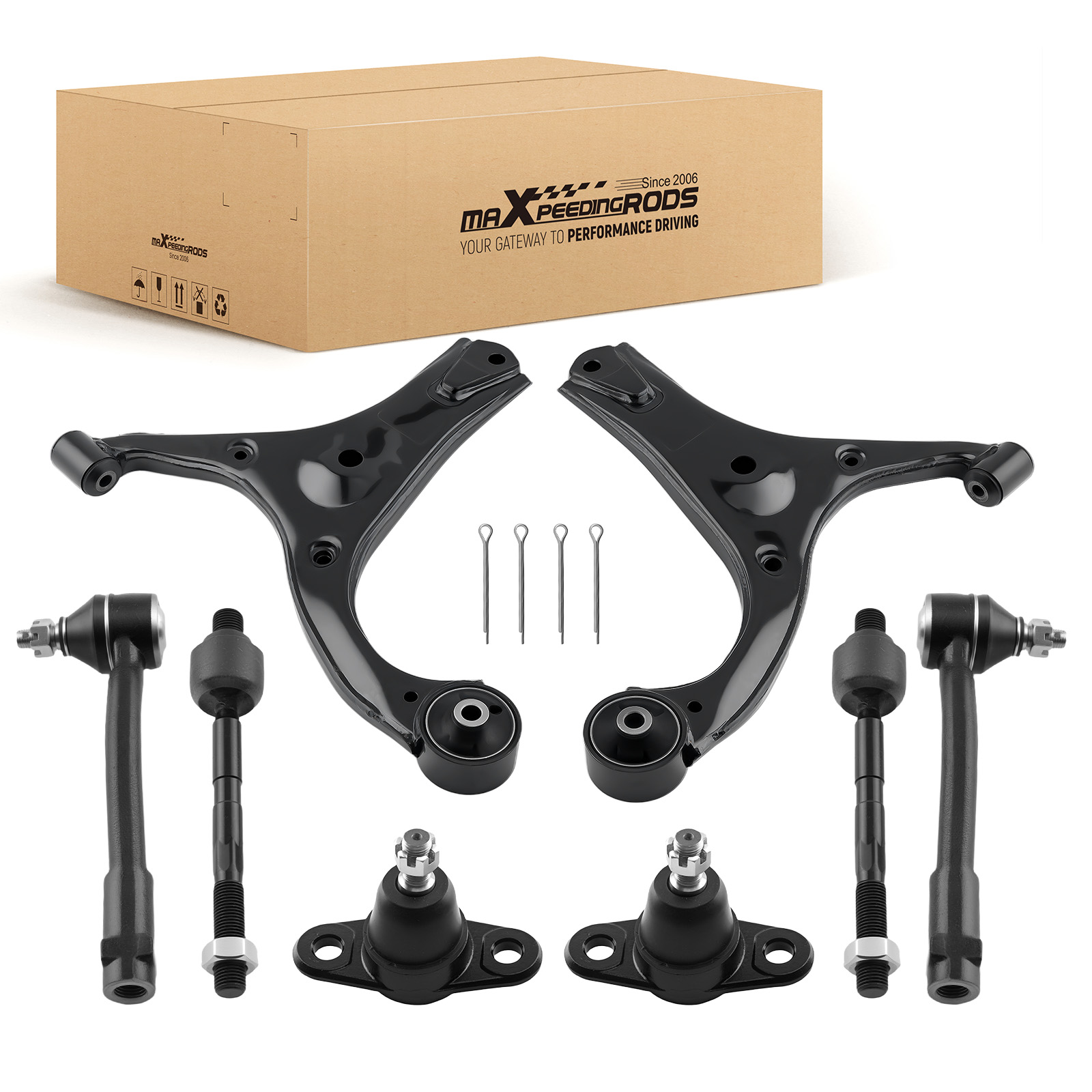 8pc Front Lower Control Arm Ball Joint Tie Rod for Kia Rio Rio5 2006-2011