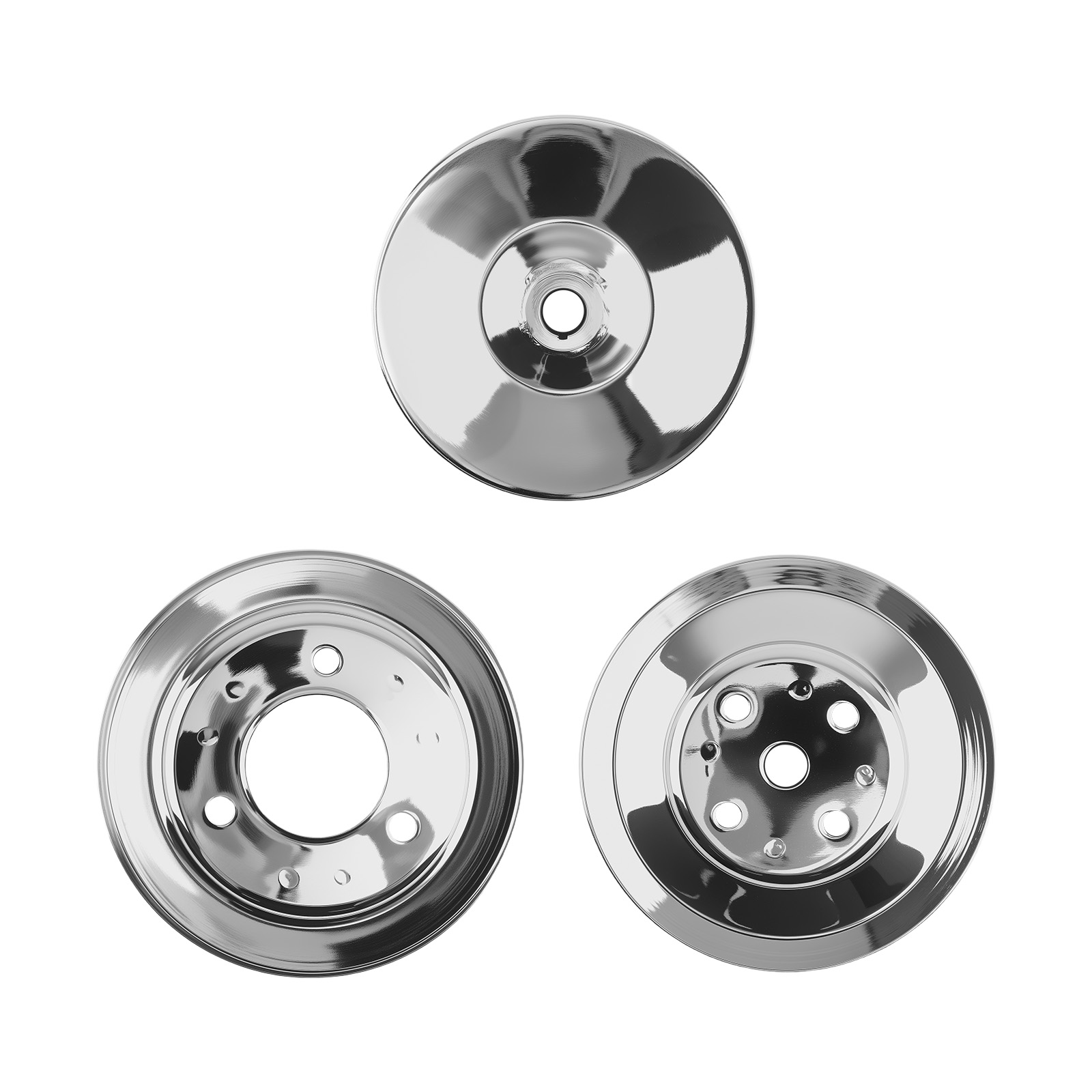 BBC Chrome Steering Pulley for Chevy 396 427 454 Crankshaft Water Pump Kit