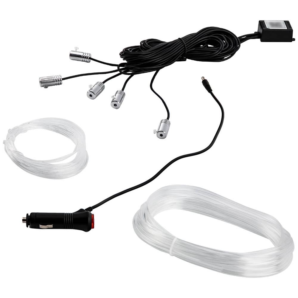 6M Car Interior Strip Light RGB w/Cigarette Fiber Optic Neon For iOS and Android