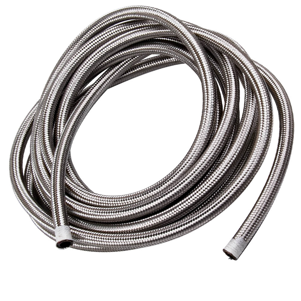 Silver 8AN AN8 20 feet 6M Stainless Steel Braided Oil Fuel Gas Line Hose Pipe