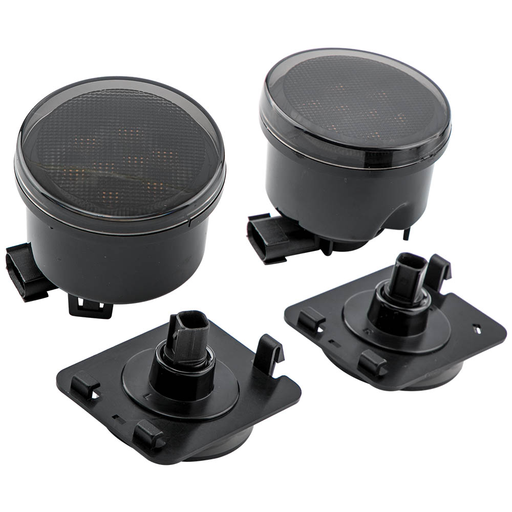 4W LED Front Fender Turn Signal Lights for Jeep Wrangler JK 2007-17 Amber Grille