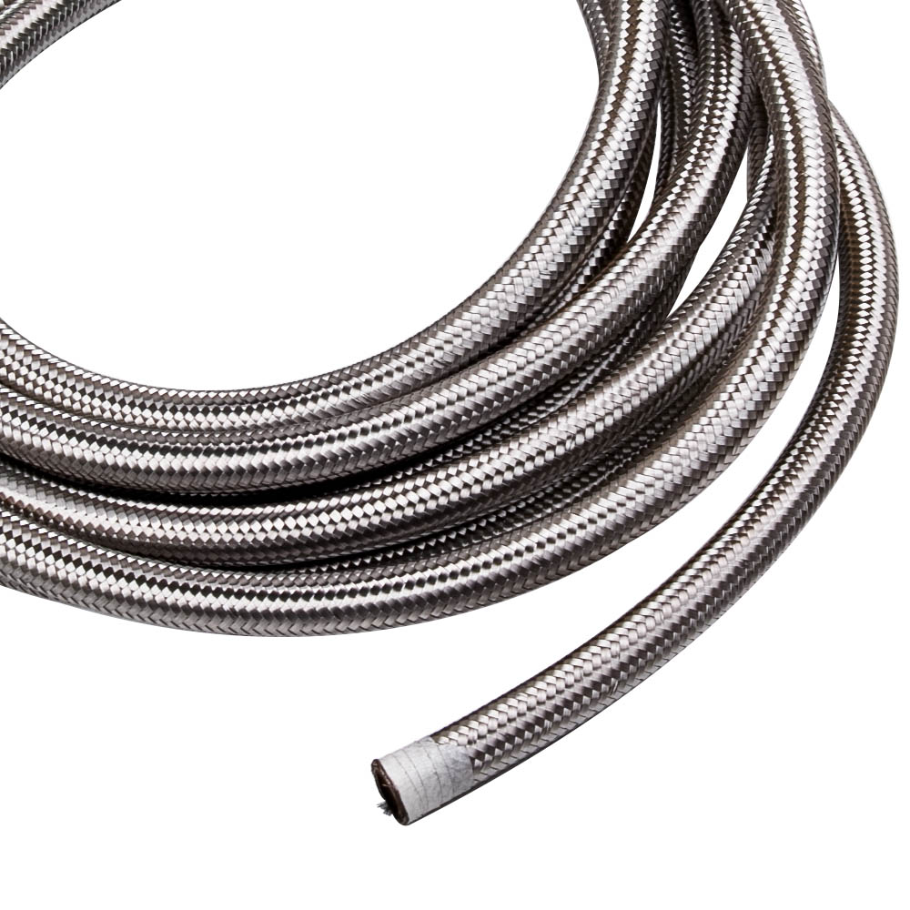 Silver 8AN AN8 20 feet 6M Stainless Steel Braided Oil Fuel Gas Line Hose Pipe