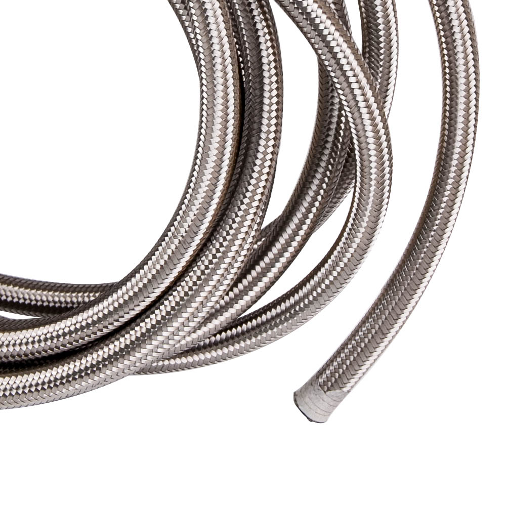 Silver 8AN AN8 20 feet 6M Stainless Steel Braided Oil Fuel Gas Line Hose Pipe