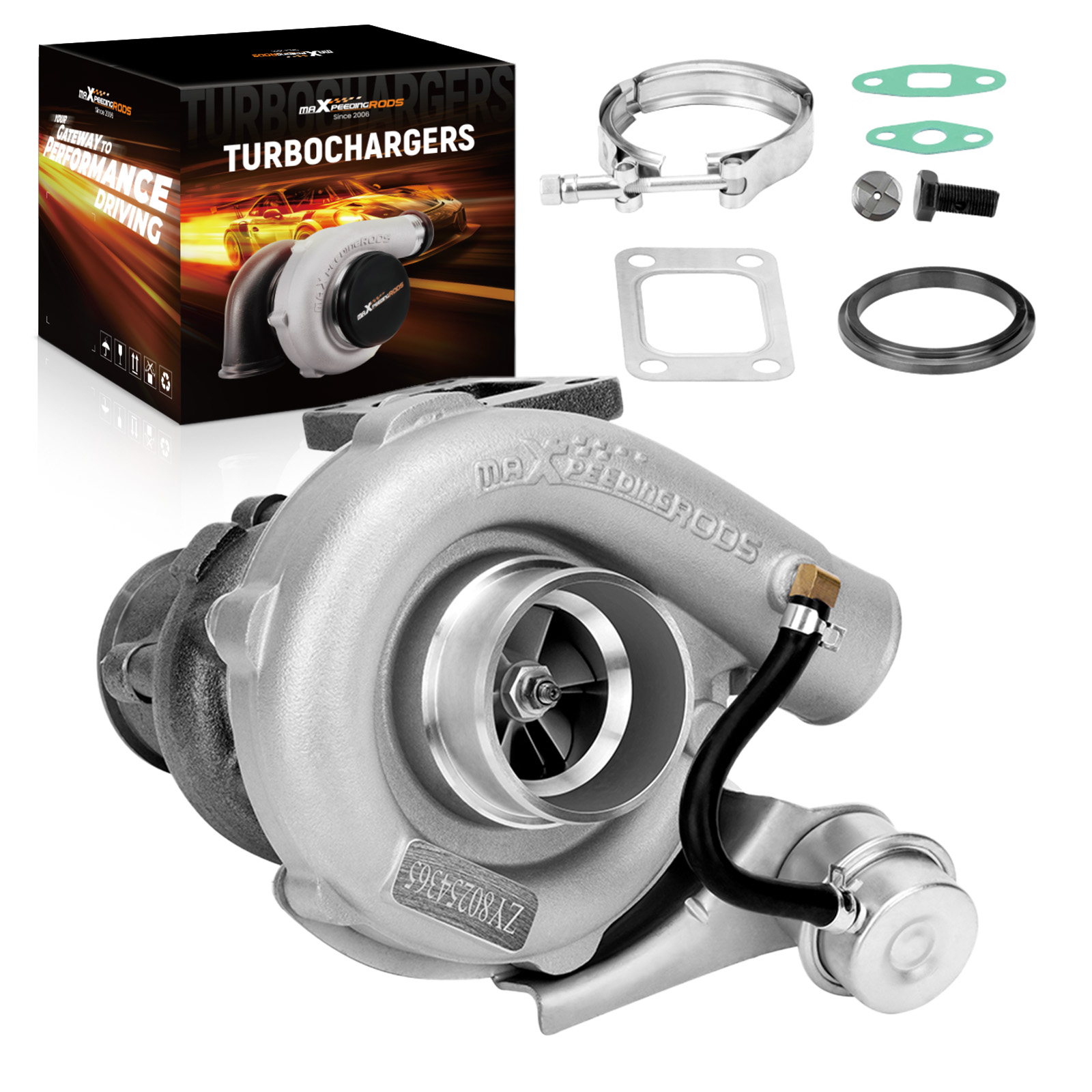 T3 T04E 420HP Universal Turbo .63 A/R Turbocharger V Band for 4 6 Cyl 1.5L- 2.5L