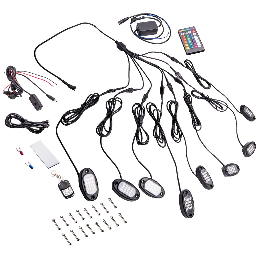 16x RGB Motorcycle LED Rock Light Kit Neon Strip For Jeep Off Road Truck Boat