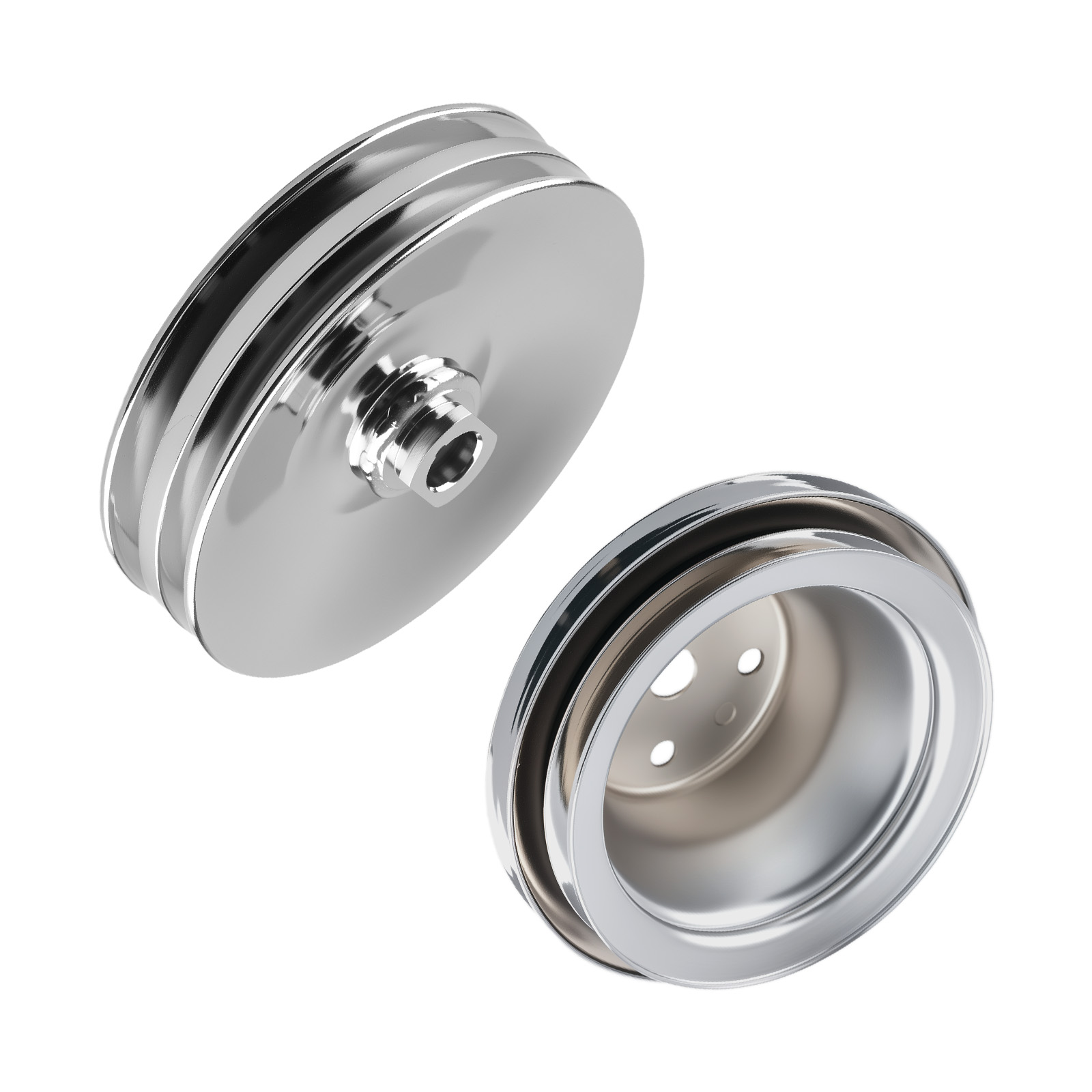 BBC Chrome Steering Pulley for Chevy 396 427 454 Crankshaft Water Pump Kit