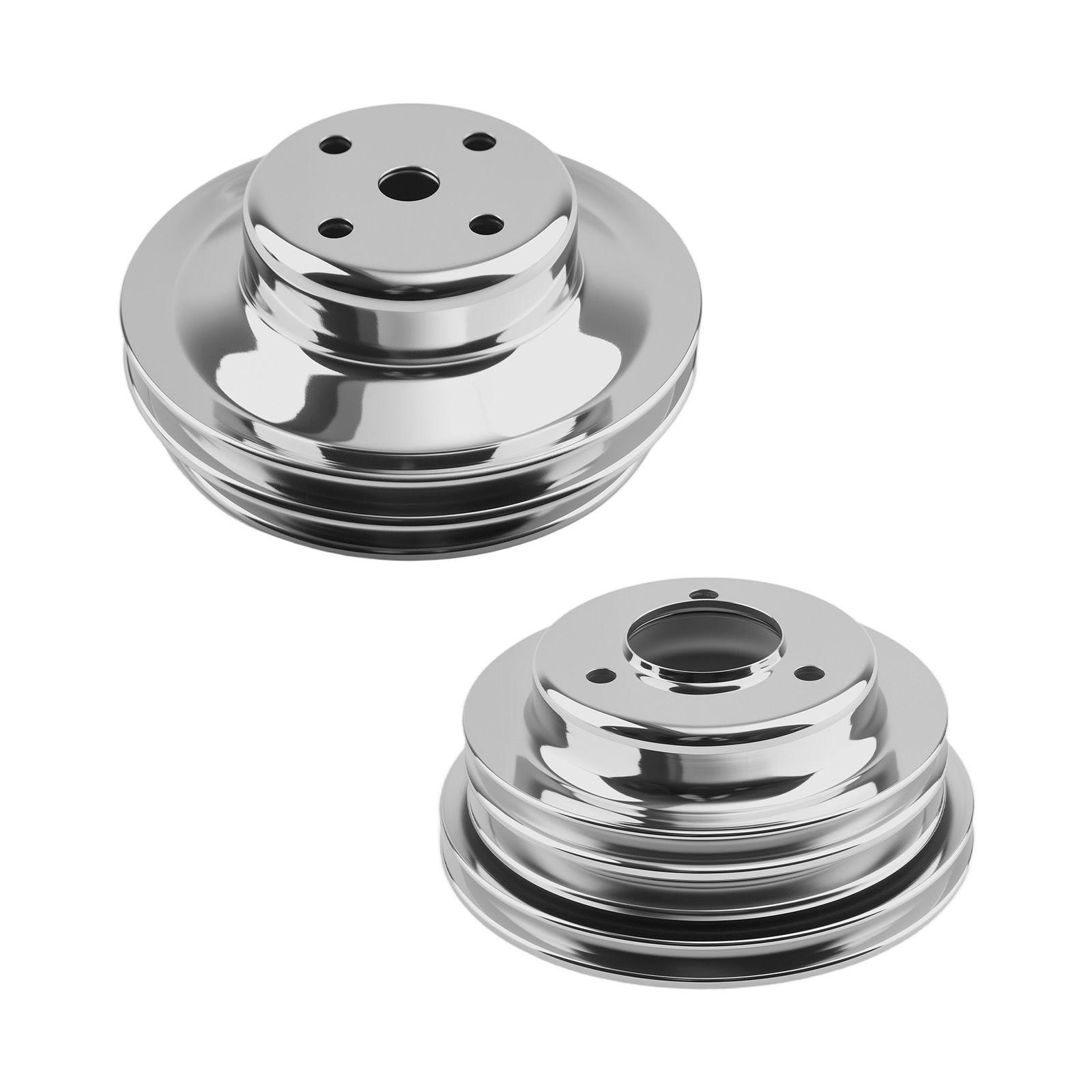 BBC Chrome Steering Pulley for Chevy 396 427 454 Crankshaft Water Pump Kit