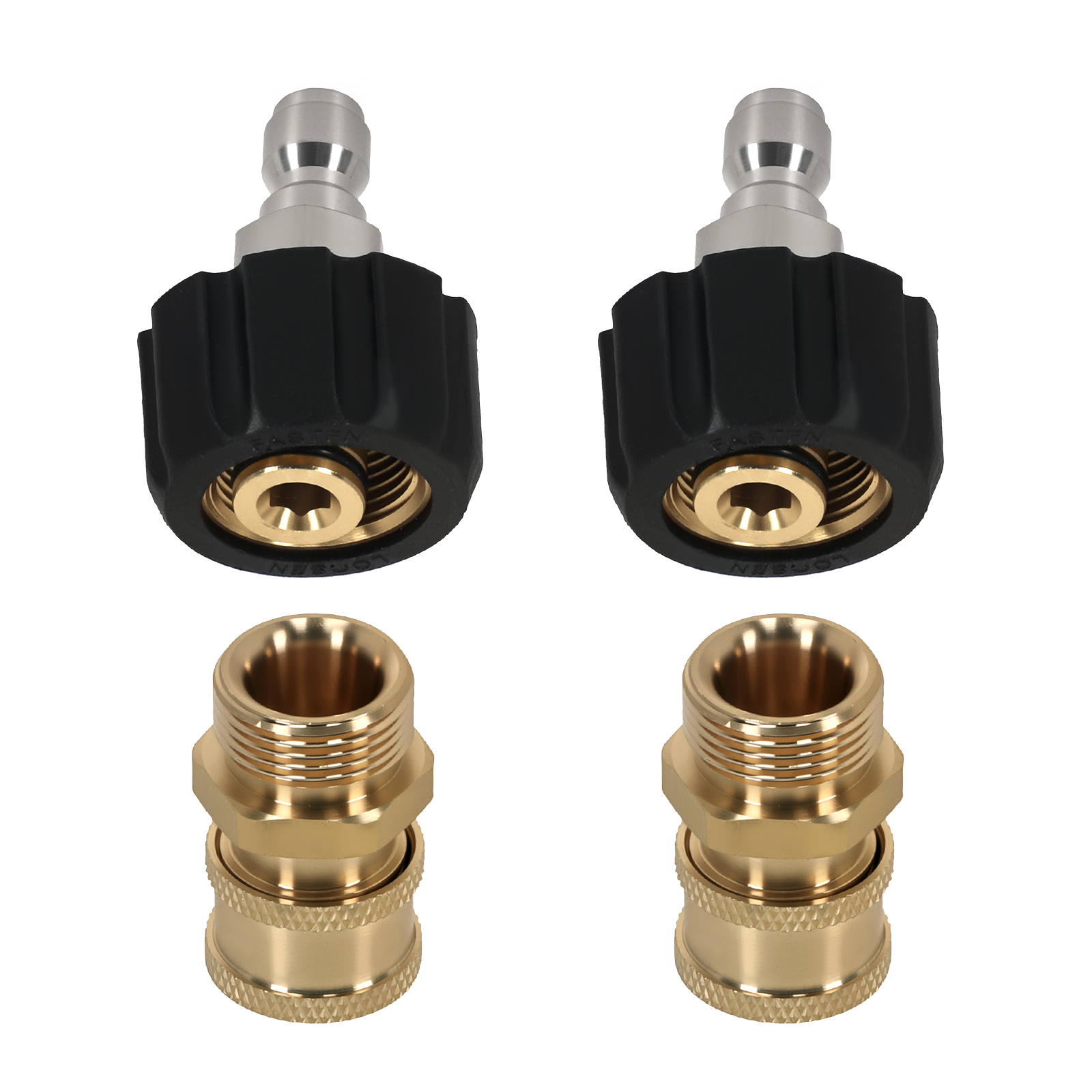Brass Pressure Washer M22 to 1/4'' Quick Connect Adapter 5000 PSI 4PCS
