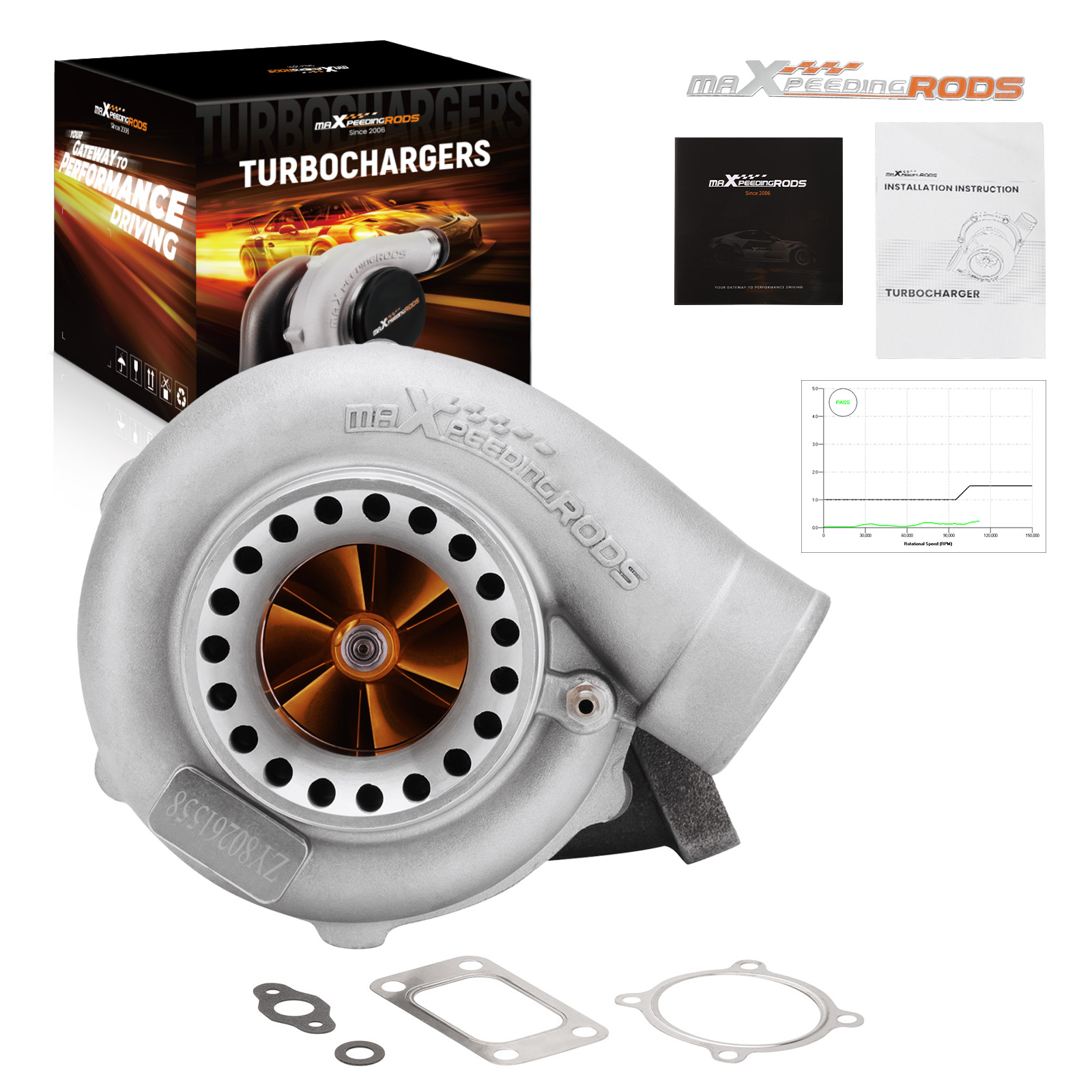 Universal Billet GT35 GT3582 T3 A/R .63 .70 T3 Water+Oil 4-Bolt Turbocharger