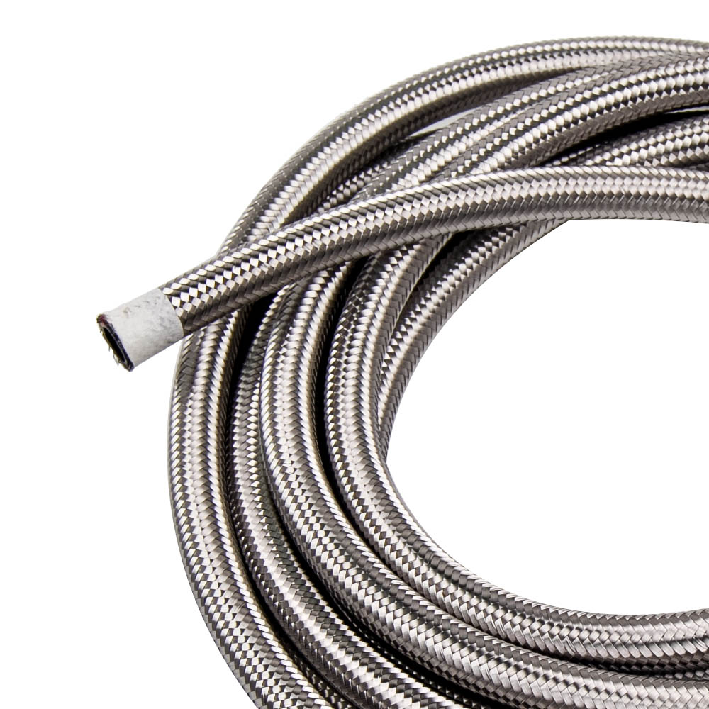 Silver 8AN AN8 20 feet 6M Stainless Steel Braided Oil Fuel Gas Line Hose Pipe