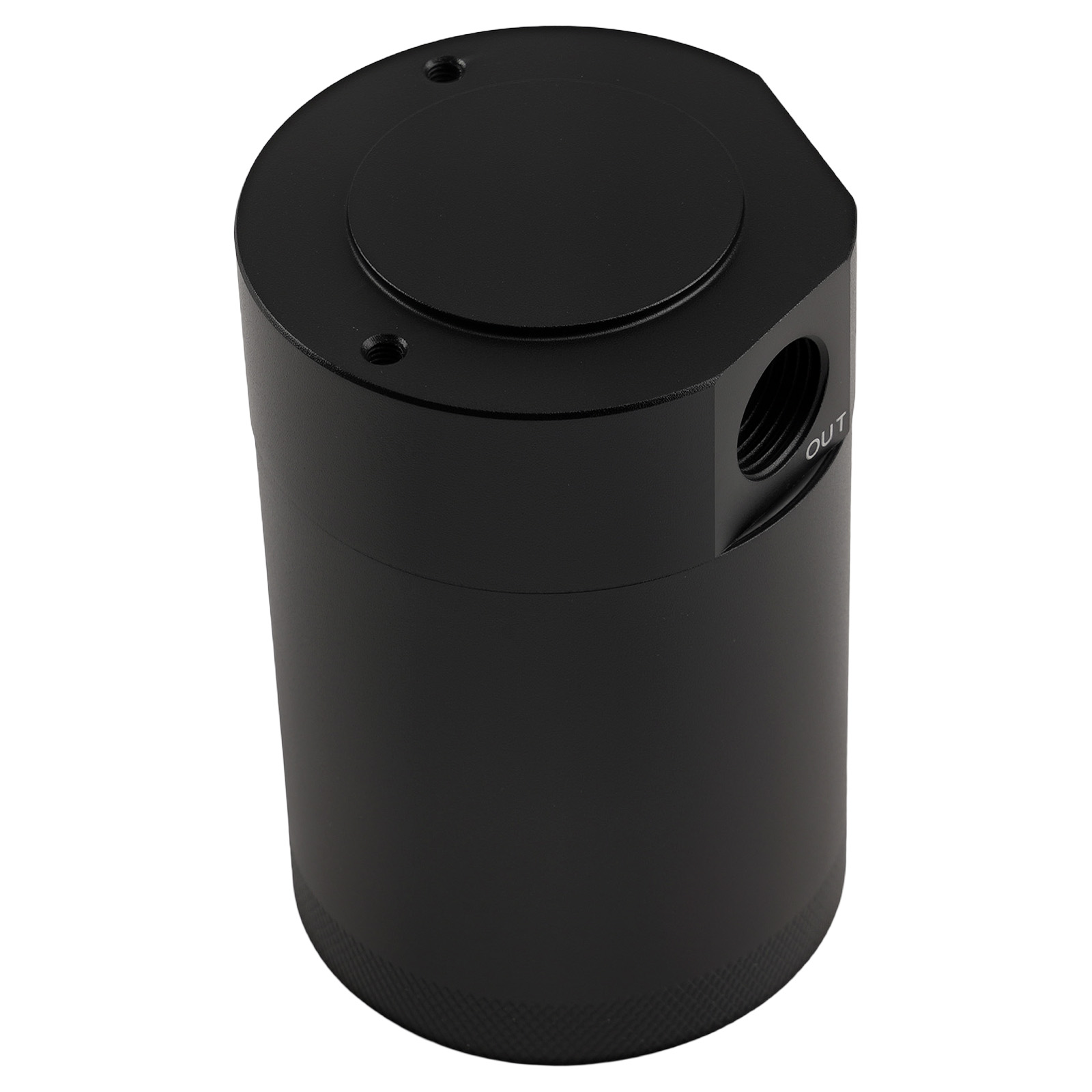 Baffled Aluminum Oil Catch Can 2 Port Oil Catch Tank Reservoir Universal Black