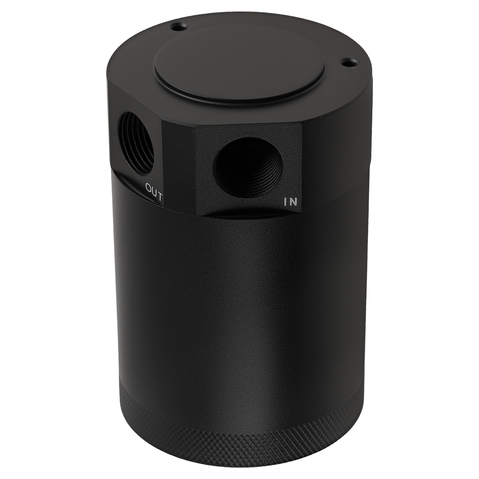 Baffled Aluminum Oil Catch Can 2 Port Oil Catch Tank Reservoir Universal Black