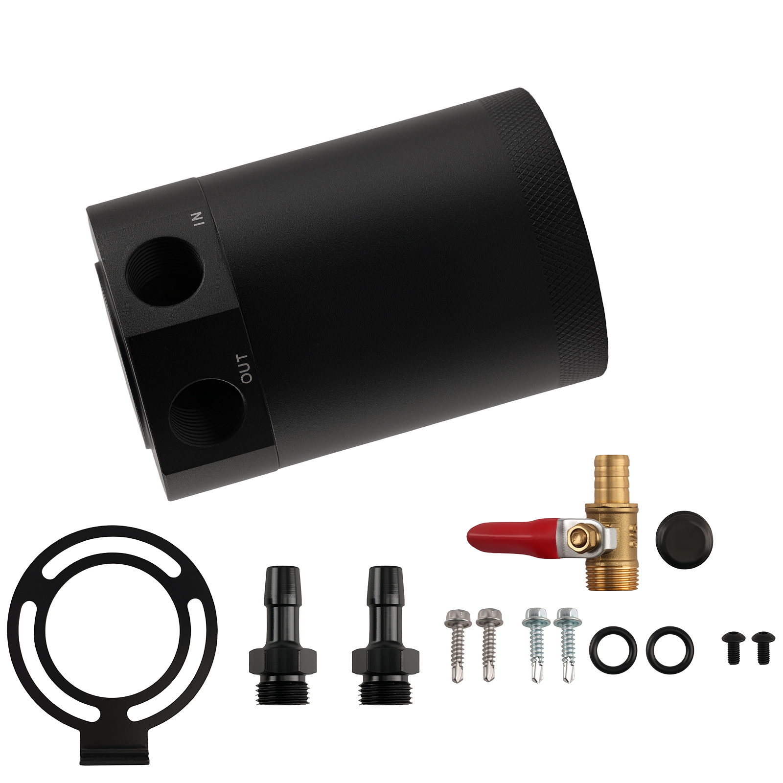 Baffled Aluminum Oil Catch Can 2 Port Oil Catch Tank Reservoir Universal Black